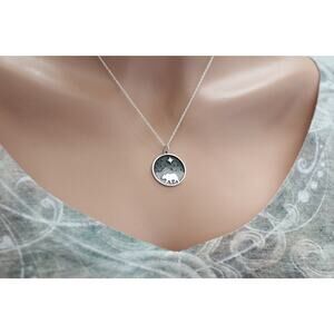 Sterling Silver Bear and Mountain Pendant with Bronze Star Necklace